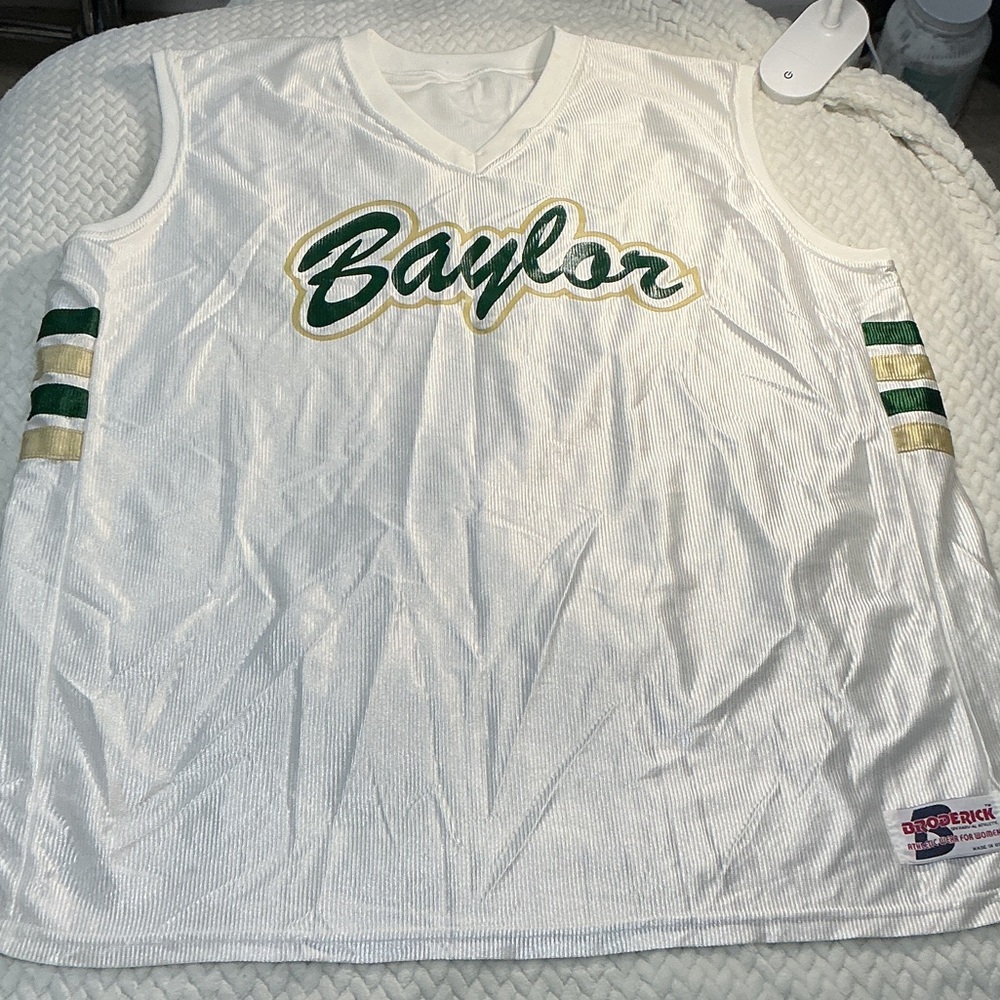 Baylor White Sleeveless Jersey with Green and Gold Script Sz XXL 0761